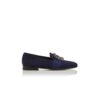 CARLTON Navy Blue Suede Jewel Buckle Loafers
