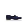 CARLTON Navy Blue Suede Jewelled Buckle Loafers