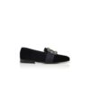 CARLTON Navy Blue Velvet Jewelled Buckle Loafers