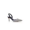 CAROLYNE 70 Black and White Raffia Slingback Pumps