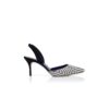 CAROLYNE 70 Black and White Raffia Slingback Pumps