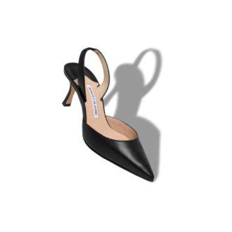 CAROLYNE 70 Black Nappa Leather Slingback Pumps