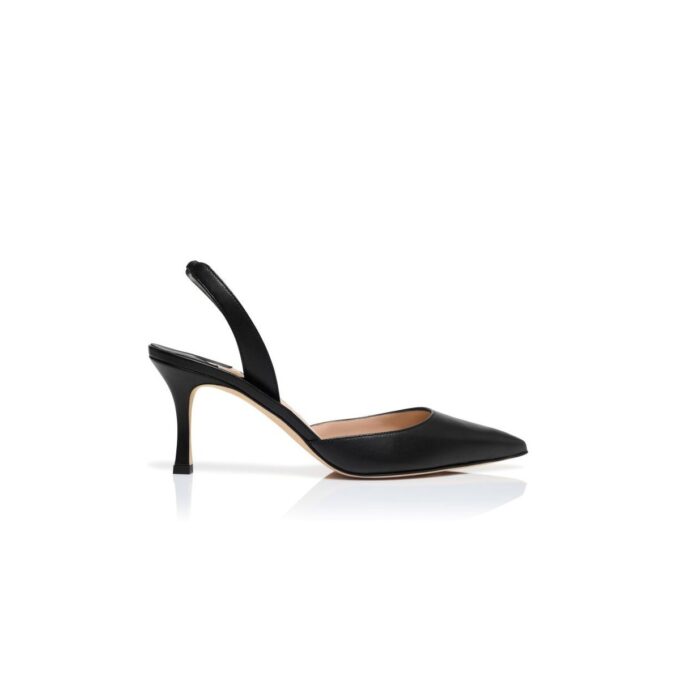 CAROLYNE 70 Black Nappa Leather Slingback Pumps