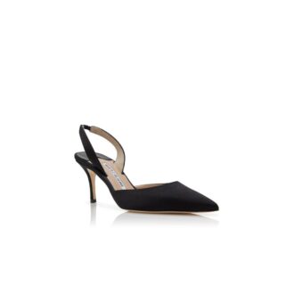 CAROLYNE 70 Black Satin Slingback Pumps