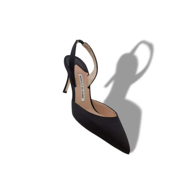 CAROLYNE 70 Black Satin Slingback Pumps