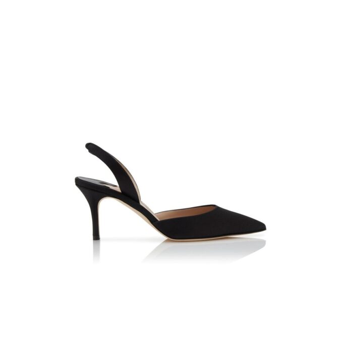 CAROLYNE 70 Black Satin Slingback Pumps