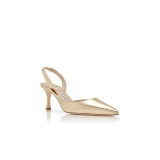CAROLYNE 70 Gold Nappa Leather Slingback Pumps