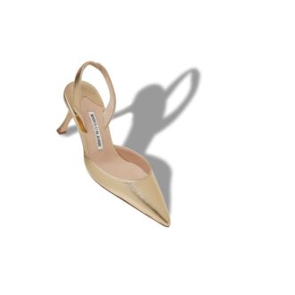 CAROLYNE 70 Gold Nappa Leather Slingback Pumps