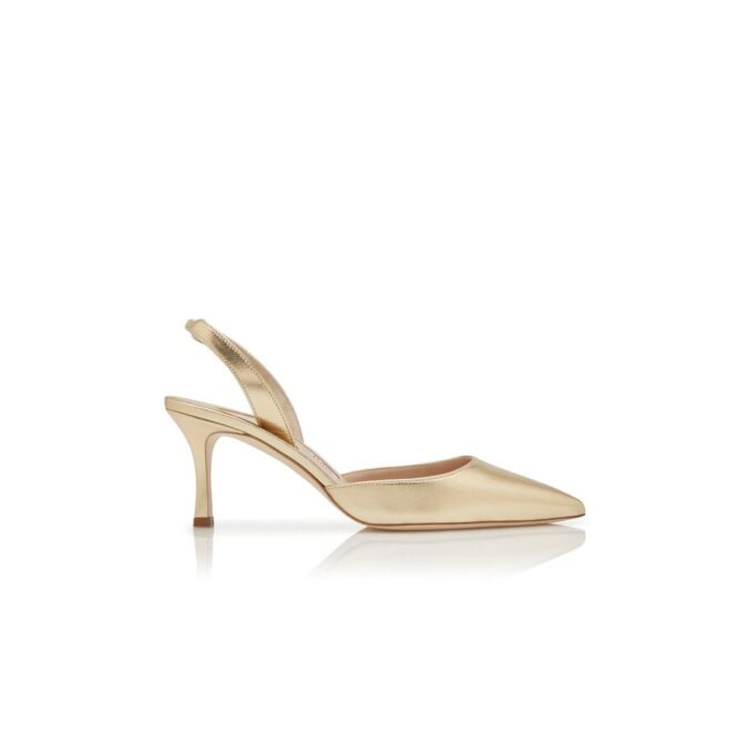 CAROLYNE 70 Gold Nappa Leather Slingback Pumps