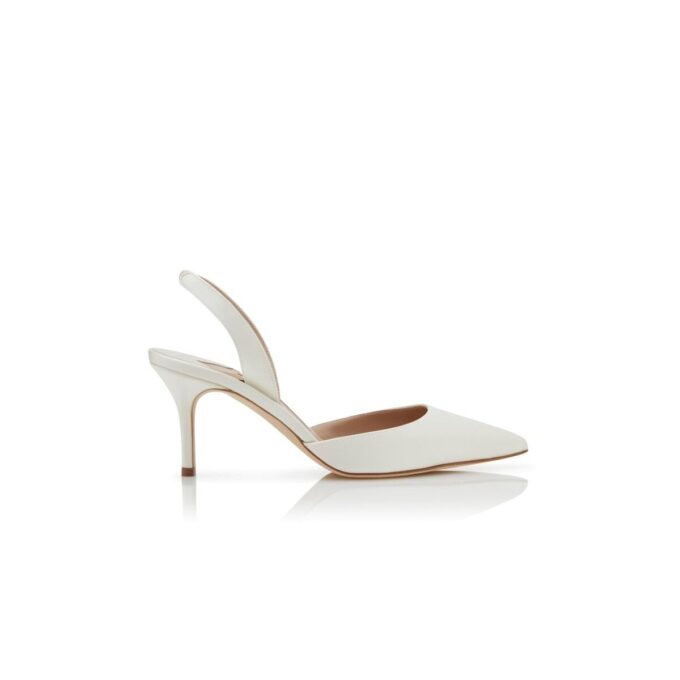 CAROLYNE 70 Light Cream Satin Slingback Pumps