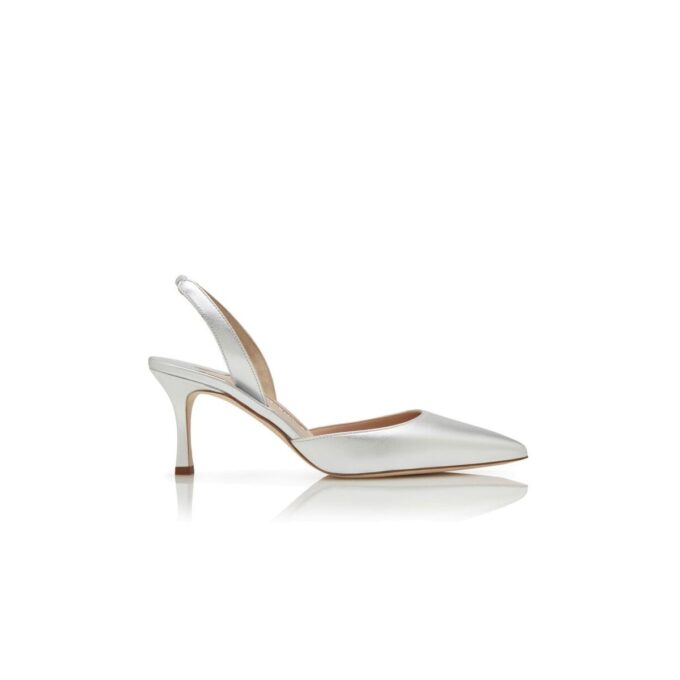 CAROLYNE 70 Silver Nappa Leather Slingback Pumps