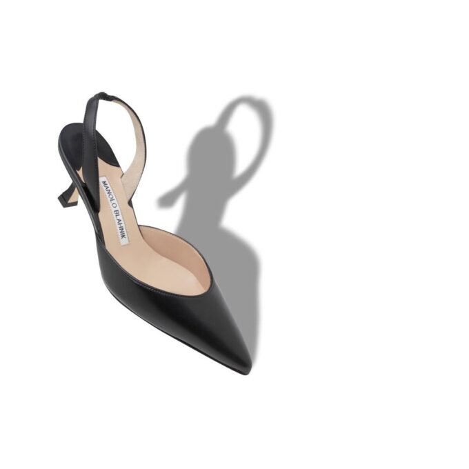 CAROLYNE Black Nappa Leather Slingback Pumps