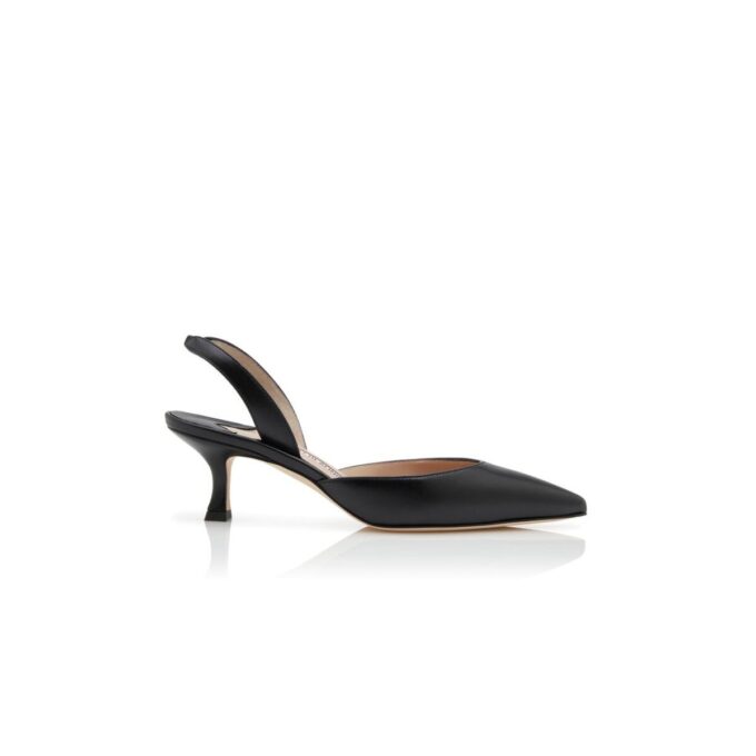 CAROLYNE Black Nappa Leather Slingback Pumps