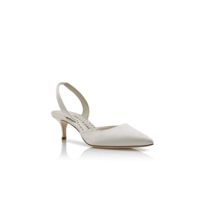 CAROLYNE BRIDE White Satin Slingback Pumps