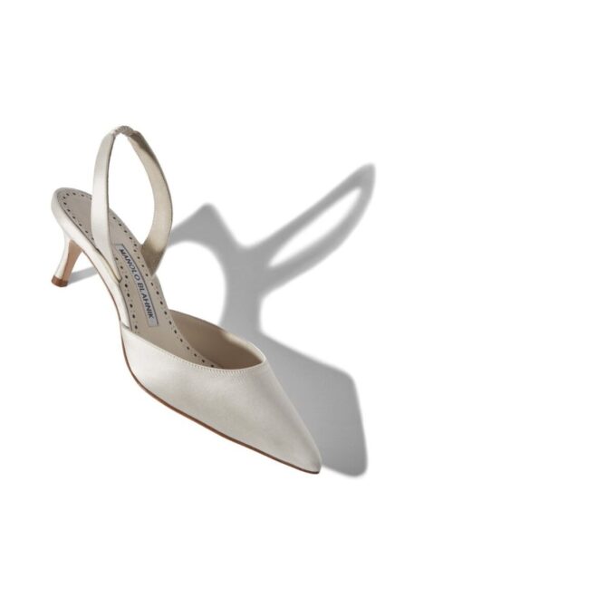 CAROLYNE BRIDE White Satin Slingback Pumps
