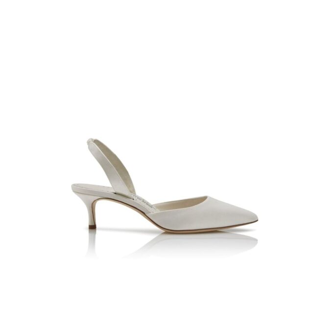 CAROLYNE BRIDE White Satin Slingback Pumps