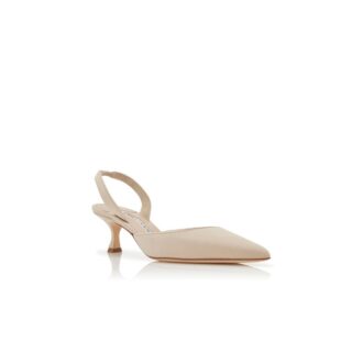 CAROLYNE Light Beige Suede Slingback Pumps
