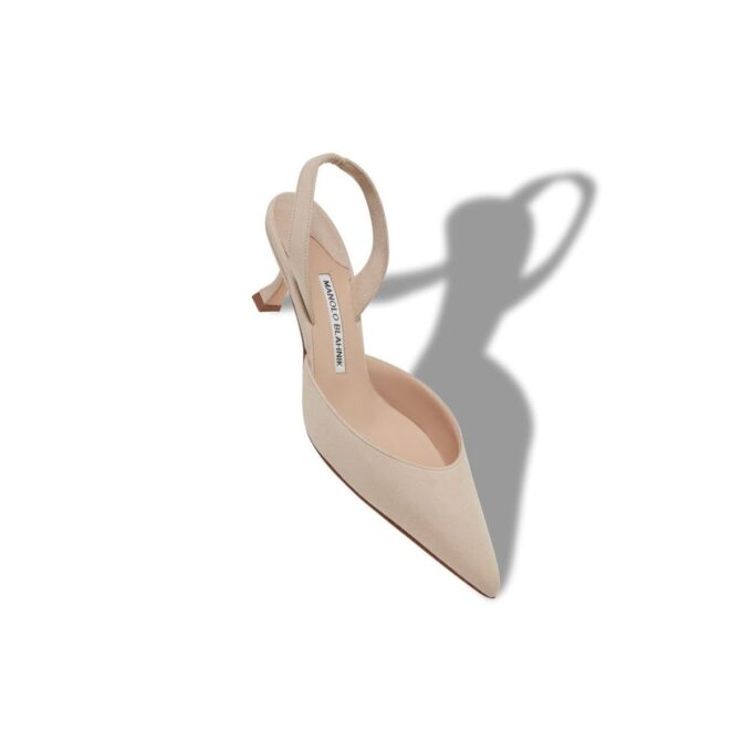 CAROLYNE Light Beige Suede Slingback Pumps