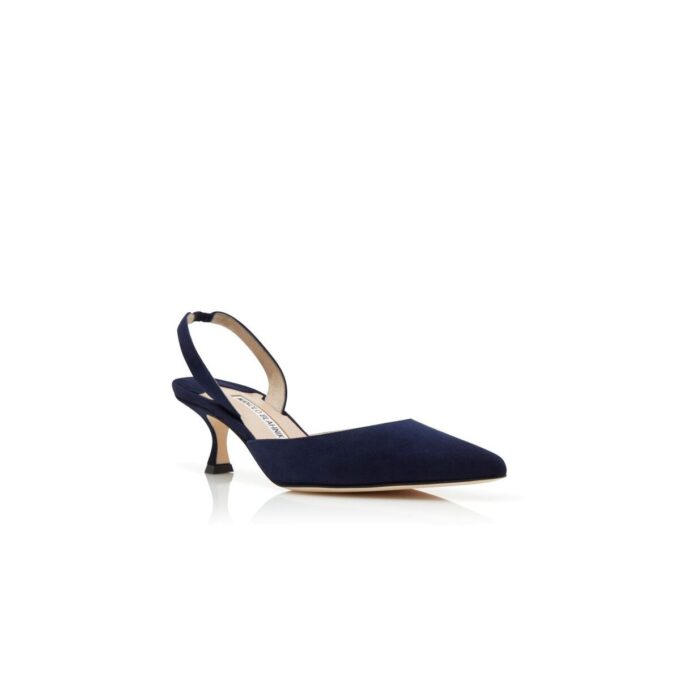 CAROLYNE Navy Blue Suede Slingback Pumps