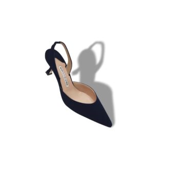 CAROLYNE Navy Blue Suede Slingback Pumps