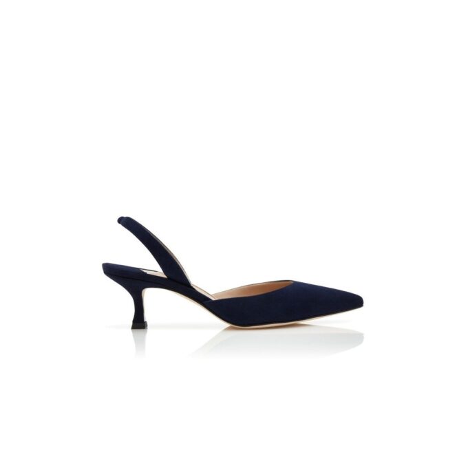 CAROLYNE Navy Blue Suede Slingback Pumps