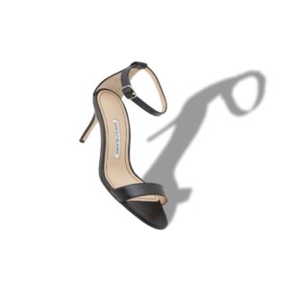CHAOS Black Nappa Leather Ankle Strap Sandals