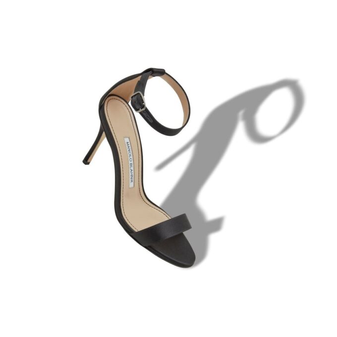 CHAOS Black Satin Ankle Strap Sandals