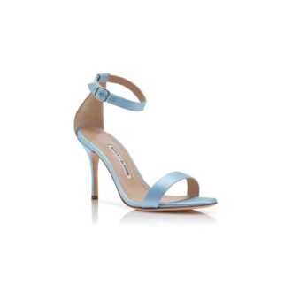 CHAOS Light Blue Satin Ankle Strap Sandals