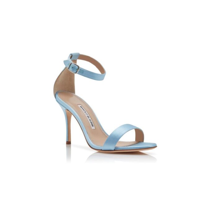 CHAOS Light Blue Satin Ankle Strap Sandals