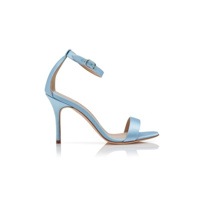 CHAOS Light Blue Satin Ankle Strap Sandals