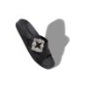 CHILANGHI Black Satin Jewel Buckle Flat Mules