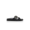 CHILANGHI Black Satin Jewel Buckle Flat Mules