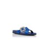 CHILANGHI Blue Satin Jewel Buckle Flat Mules