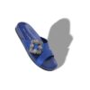 CHILANGHI Blue Satin Jewel Buckle Flat Mules