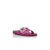 CHILANGHI Dark Fuchsia Satin Jewel Buckle Flat Mules