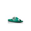 CHILANGHI Green Satin Jewel Buckle Flat Mules