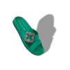CHILANGHI Green Satin Jewel Buckle Flat Mules