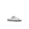 CHILANGHI White Calf Leather Jewel Buckle Flat Mules