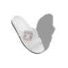 CHILANGHI White Calf Leather Jewel Buckle Flat Mules