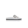 CHILANGHI White Calf Leather Jewel Buckle Flat Mules