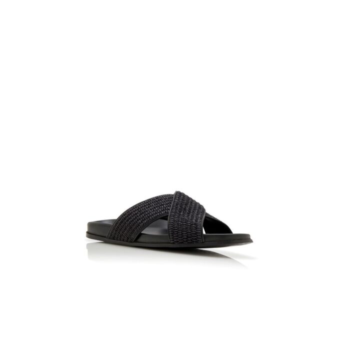 CHILTERN Black Natural Weave Flat Sandals