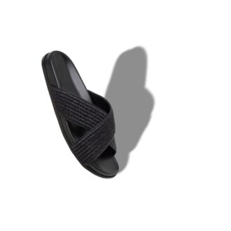 CHILTERN Black Natural Weave Flat Sandals