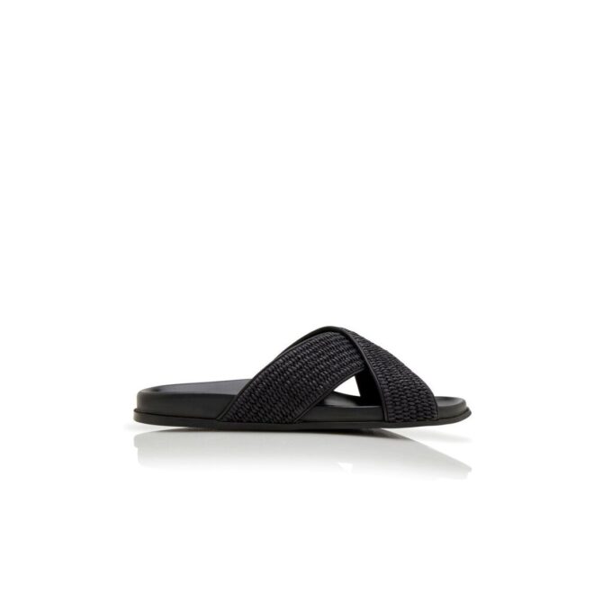 CHILTERN Black Natural Weave Flat Sandals