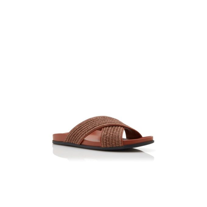 CHILTERN Dark Brown Raffia Flat Sandals