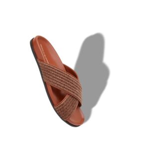 CHILTERN Dark Brown Raffia Flat Sandals