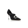 CHUSMI Black Suede Buckle Detail Shoe Booties