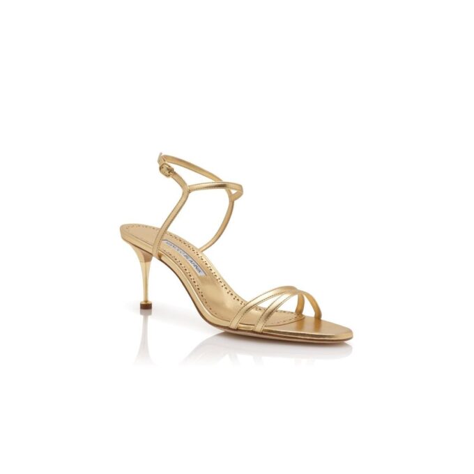 CIAGALO Gold Nappa Leather Ankle Strap Sandals