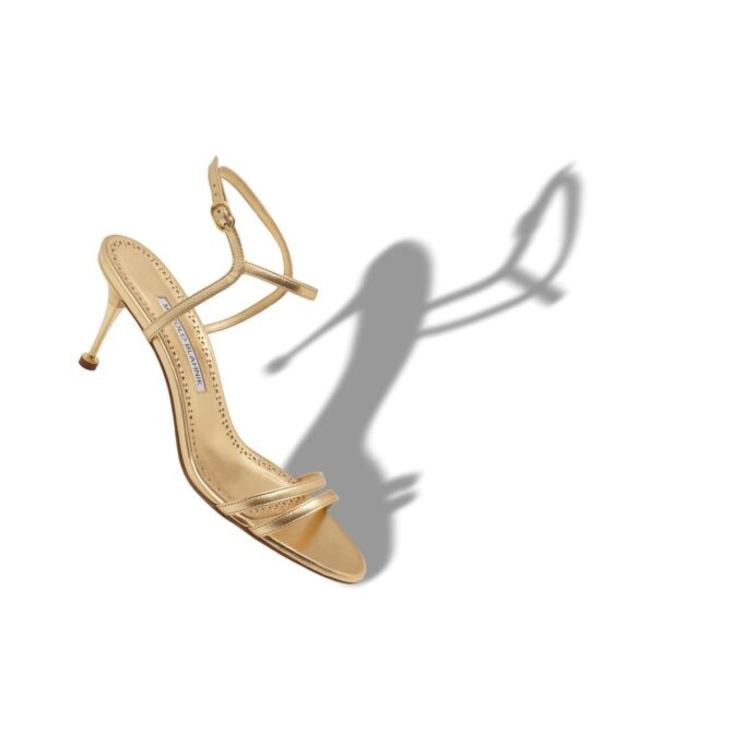 CIAGALO Gold Nappa Leather Ankle Strap Sandals