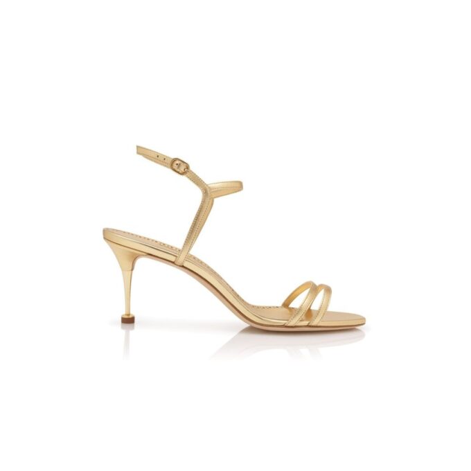 CIAGALO Gold Nappa Leather Ankle Strap Sandals