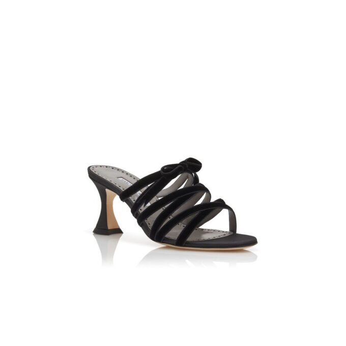 CLEMENTEL Black Silk Criss-Cross Mules